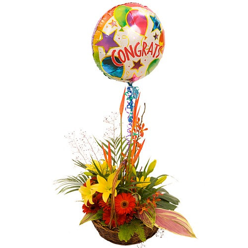 Birthday Balloon and Flowers