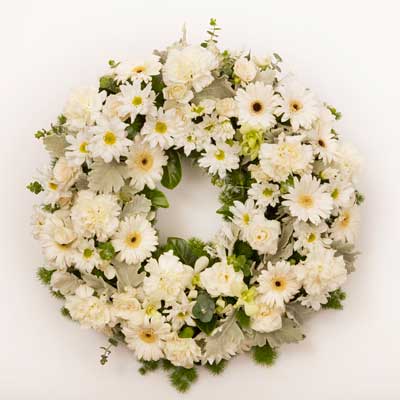All White Funeral Wreath