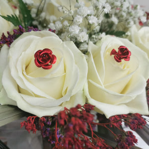 Jewelled Bouquet - 12 White Roses Premium